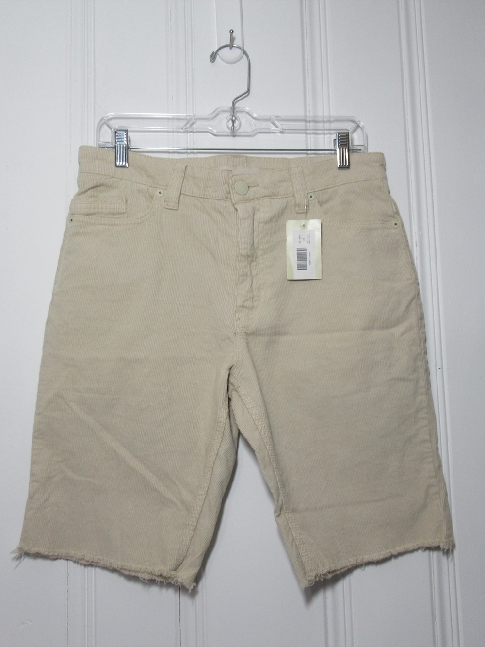 Life After Denim Men's Slim 5 Pocket Cut Off Corduroy Shorts Cream Size 32 NWT